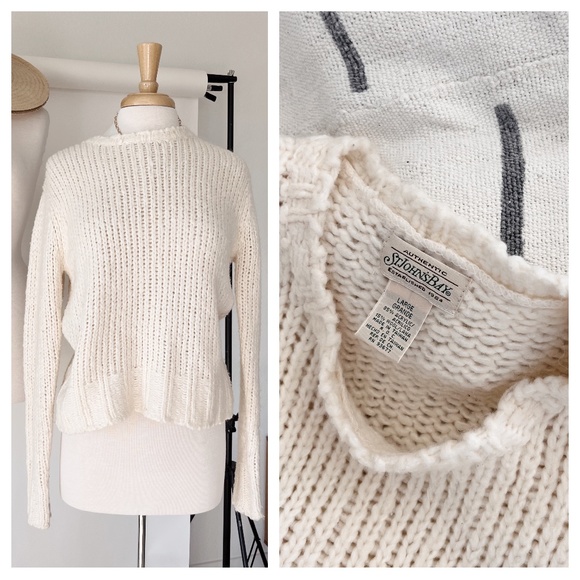 Sweaters - VINTAGE CREAM CABLE KNIT SWEATER